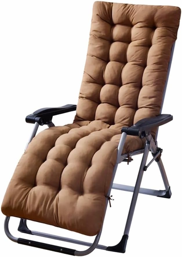 Patio Chaise Lounger Cushion， Rocking Chair Sofa Cushion with 6 Ties， Thick Padded Swing Bench Cushion， Zero Gravity Chair Cushion61x19x3in (Coffee)