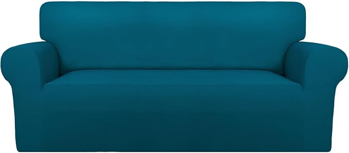 PureFit Oversized Loveseat Covers Couch Covers for Sofa Peacock Blue