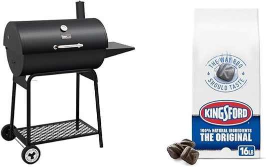 Royal Gourmet 30 Barrel 627 sq in Charcoal Grill Bundle with Kingsford 16 lb Original Charcoal Briquettes