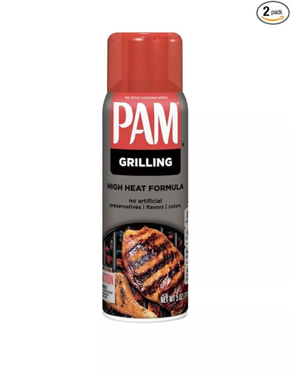 Pam No-Stick Cooking Spray - Grill - For High Temperature - Net Wt. 5 OZ (141 g) Each - Pack of 2