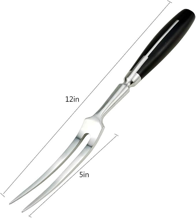 Carving Fork, Meat Fork, 12 Inch Cooking Fork, Stainless Steel BBQ Fork, Long Metal Chef Pro Kitchen Forks for Barbecue, Serving, Cooking, Grilling, Roasting