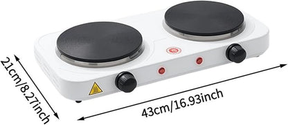 Countertop Double Burner Adjustable Temperature Kitchen Small Appliance Professional 2000W for Braising Scrambling Steaming, Heating Plate