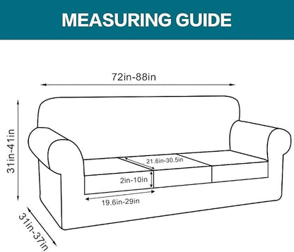 Turquoize 4 Piece Couch Covers for 3 Cushion Couch Sofa Pet Friendly Stretch Couch Cover for Dogs Washable Sofa Covers with Individual Couch Cushion Covers, Jacquard Fabric (3 Cushion Sofa, Taupe)