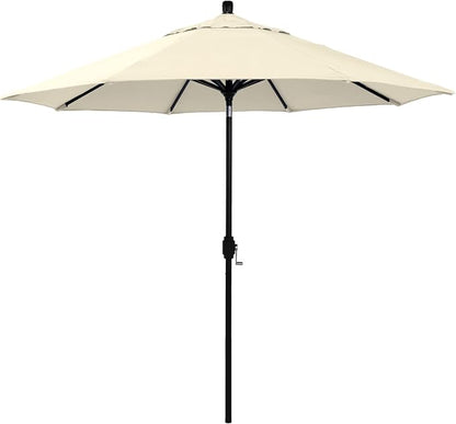 California Umbrella 12-Year-Non-Fading, 9Ft Premium Sunbrella Patio Umbrella, Hand-Crank, Button-Tilt, Black Frame, Canvas Fabric