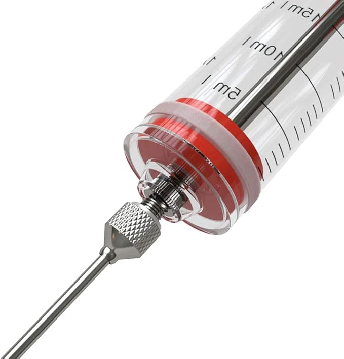 Meat Injector Syring-e Kit,3 Needles Porous Turkey Injector for Meats with Cleaning Brush,Marinade Injector Syring-e for BBQ Grill with Black Oil Brush Easy to Use and Clean