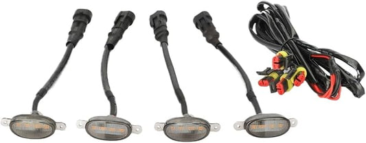 4X for Raptor Style Smoked Lens for Amber LED Front for Grille Running Lights for Ford for F-150 F150 2009-2018 [accessories]