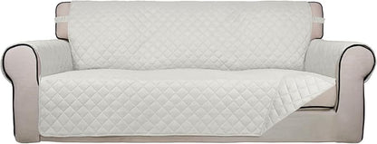 PureFit Reversible Quilted Sofa Cover Dog Couch Covers for Sofa, 66 in | Ivory/Ivory, Water Resistant Couch Protector, Washable Pet Couch Cover with Non Slip and Elastic Straps For Kids