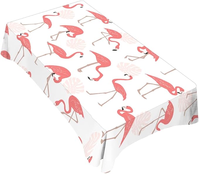 TKS MITLAN Flamingo Bird Tablecloth Decor Pink Leaves Summer Exotic Tropical Table Cloth Dining Room Kitchen Table Cover 52 x 70 Inch Oblong/Rectangle