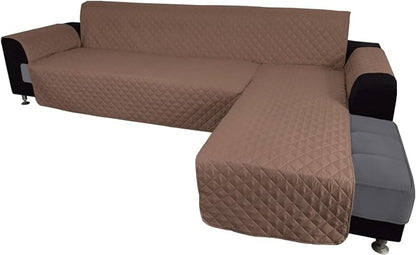 Easy-Going Reversible L-Shape Sectional Couch Cover, Large, Brown/Brown | Soft Sofa Slipcover For Dogs, Fits Left/Right Chaise Lounge Protector, Water Resistant Mat For Living Room