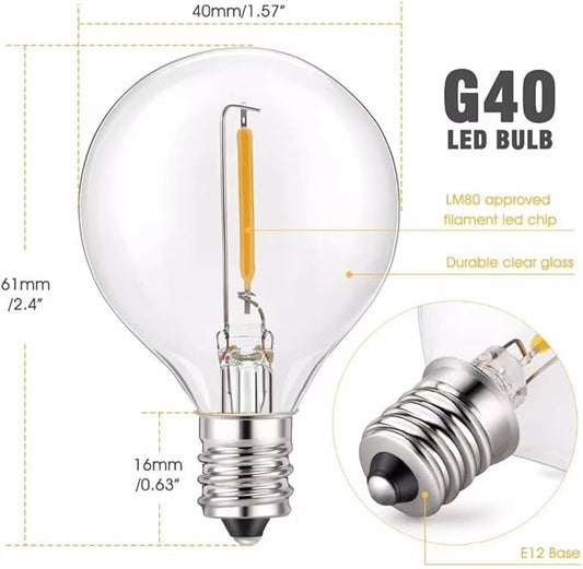 100FT Outdoor String Lights with 102 Shatterproof G40 LED Clear Globe Bulbs for Indoor/Outdoor, 2-Pack 50FT Connectable Hanging Lights for Party Decor