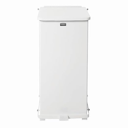 Rubbermaid Commercial Products Defenders Biohazard Step-On Trash Can 13-Gallon White Square Steel Waste Disposal in Doctors Office/Hospital/Medical/Healthcare Facilities