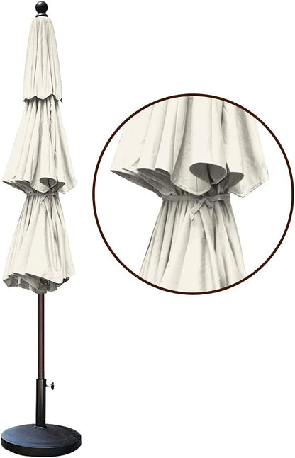 EliteShade USA 10-Year-Non-Fading 11ft 3-Tier Market Patio Umbrella, Commercial Grade Outdoor Table Umbrella with Cylinder Push-Up, Windproof & UPF 50+ UV Protection, Heavy Duty Ventilation for Garden, Deck, Pool, Backyard, Beach & Bistro, Natural
