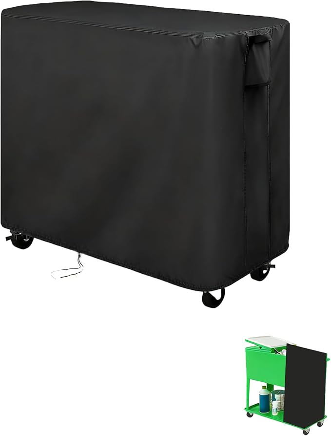 Kingling Cooler Cart Cover for Keter 89.8 Quart Patio Cooler Cart, Waterproof Outdoor Cooler Cart Cover for Rolling Ice Chest Cooler with Wheels, Backyard, Grill Table, Black - 38''L x24''W x35''H