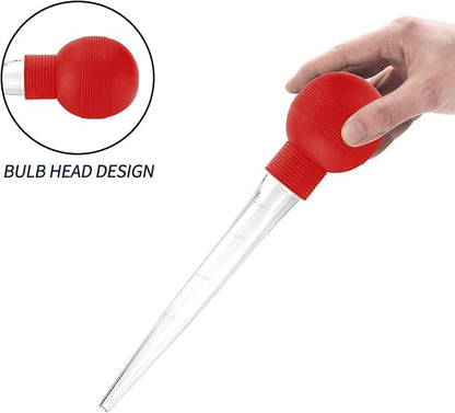 Kendane Turkey Baster With Cleaning Brush, Baster Syringe for Home Baking and Roaster Turkey, Include Detachable Food Grade Bulb with Double Scales for BBQ Grill Baking Kitchen Cooking，RED