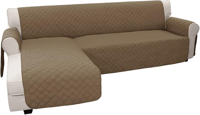 Easy-Going Reversible L-Shape Sectional Couch Cover, Large, Camel/Camel | Soft Sofa Slipcover For Dogs, Fits Left/Right Chaise Lounge Protector, Water Resistant Mat For Living Room