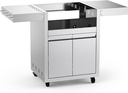 Stainless Steel Grill Cart for Hygrill 3-Burner Built-In Gas Grill, Outdoor Kitchen Island with Foldable Side Shelves and Storage Cabinet