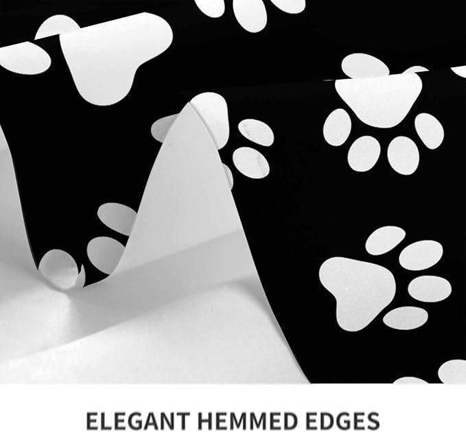 TKS MITLAN Dog Paw Tablecloth 52 x 70 Inch Rectangular Black White Cat Footprint Dog Paw Prints Oblong Table Cloth Kitchen Table Decorations for Home Dinner Party