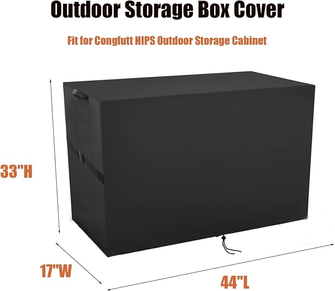 Deck Box Cover for Congfutt Outdoor Storage Cabinet | Waterproof Resin Storage Box Bin Covers Outdoor Sideboard Cover- 44"L x 17"D x 33"H