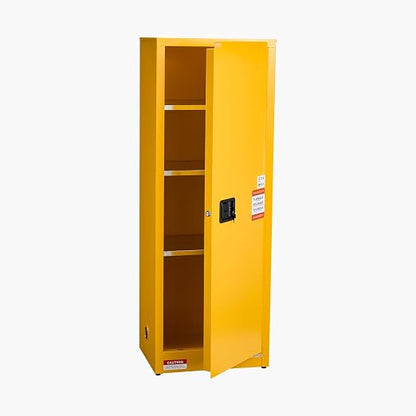 VEVOR Flammable Cabinet 18" x 23" x 65", 23 Gallon Flammable Storage Cabinet with Adjustable Shelf, Cold-Rolled and Galvanized Steel Fire Cabinets, for Commercial Industrial Home Use, Yellow