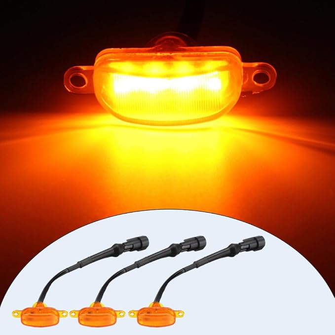 Amber LED Grille Light Kit with Wiring Harness Compatible with Ford F-150 Aftermarket Grilles 2004-2019, Amber Lens Amber Lights