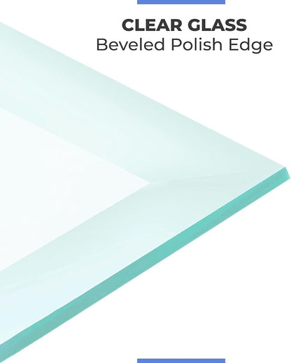 Clear Tempered Glass Table Top 12 Inch Square Beveled Edge with 1/2 Inch Thickness for Dining, Coffee or Side Tables by Fab Glass and Mirror