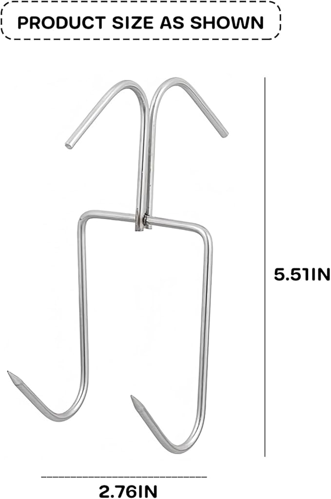 6 Pcs Stainless Steel Meat Hooks, Durable Smoker Grill Hangers for Hanging Duck, Chicken, Beef, Sausage, Outdoor BBQ and Drying (5.5 × 2.75 in)