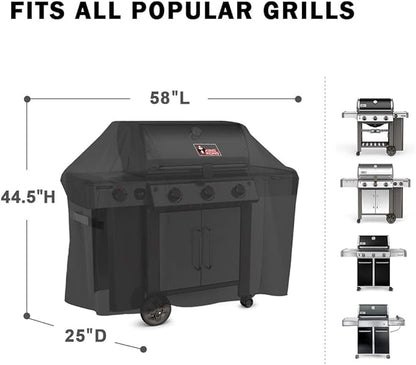 Kingkong Grill Cover 7130 Premium Outdoor Cover for Weber Genesis II 3 Burner & Genesis 300 Series Grill and Genesis II LX 300 Series Gas Grill Including Stainless Steel Meat Fork, Spatula and Tongs