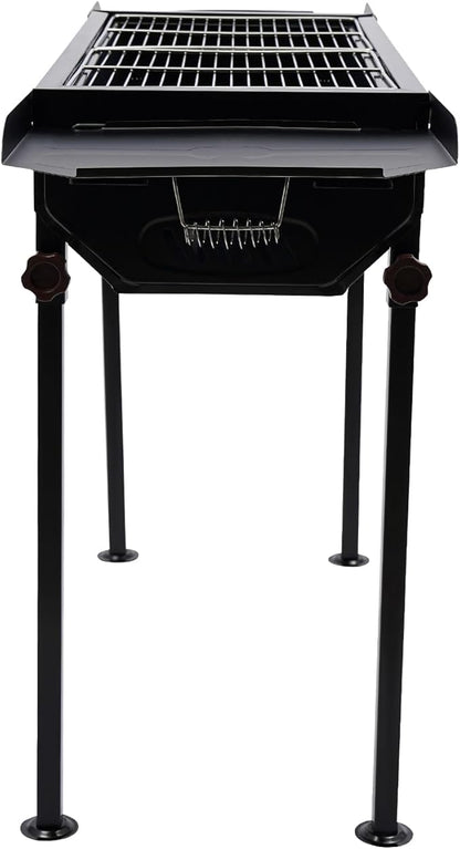 Portable Charcoal Grill Stainless Steel Folding BBQ Grill Camping Barbecue Grill, 308 sq.in Cooking Area, w/ 2 Grill Grids & 2 Folded Trays for Garden Backyard Party Picnic Outdoor Cooking Use