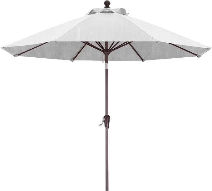 MASTERCANOPY 9ft Olefin 5-Year-Non-Fading Patio Umbrella White | UV/Water/Fade-Resistant Canopy, Vented Top, 8 Fiberglass Ribs – Ideal For Deck, Yard, Market