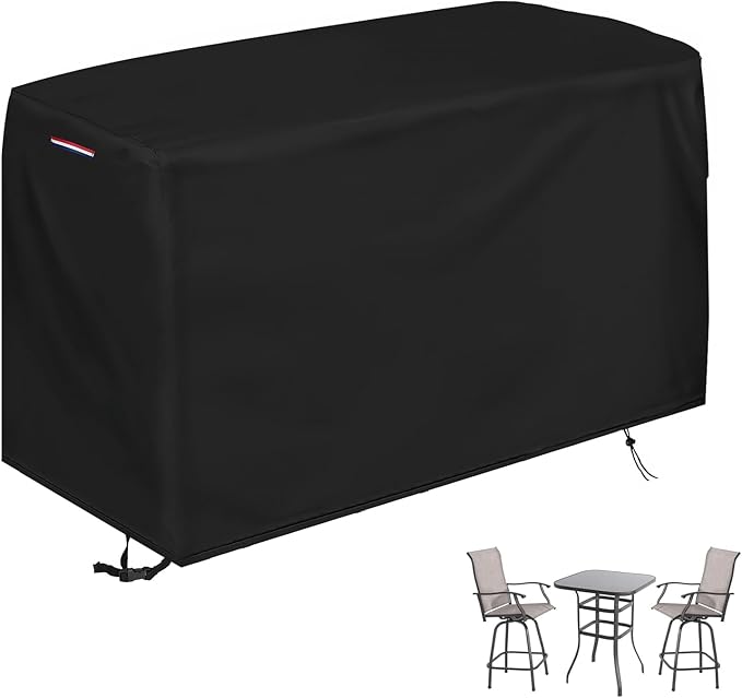 Patio Waterproof Swivel Bar Set Covers, 70" L x 32" W x 47" H | Outdoor Bar Height Set Cover for Patio Bistro Sets 3 Piece Table and Chairs, 600D Outdoor Bars Height Dining Sets Cover