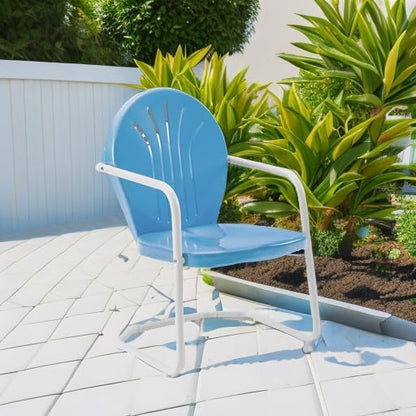 Crosley Furniture Griffith Outdoor Chair, Retro Metal Patio Chairs for Dining, Porch, Deck, Balcony, Sky Blue