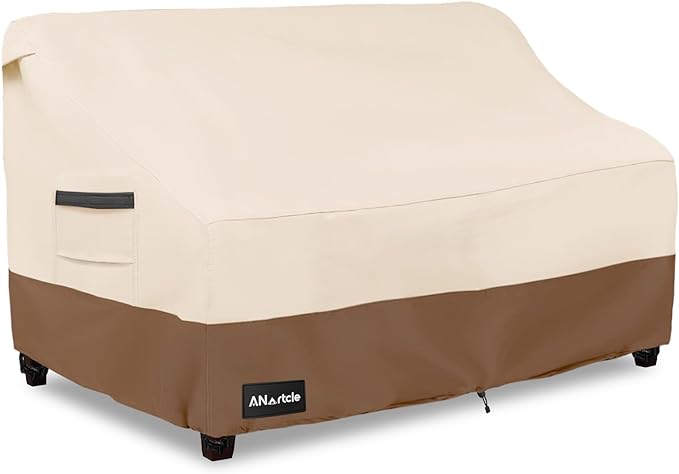 ANartcle 3-Seater Patio Sofa Cover,85W x 37D x 35H Inches Outdoor Couch Cover,100% Waterproof Heavy Duty Patio Sofa Covers,Patio Furniture Covers,Beige&brown
