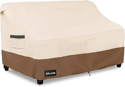 ANartcle 3-Seater Patio Sofa Cover,85W x 37D x 35H Inches Outdoor Couch Cover,100% Waterproof Heavy Duty Patio Sofa Covers,Patio Furniture Covers,Beige&brown