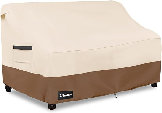 ANartcle 3-Seater Patio Sofa Cover,85W x 37D x 35H Inches Outdoor Couch Cover,100% Waterproof Heavy Duty Patio Sofa Covers,Patio Furniture Covers,Beige&brown