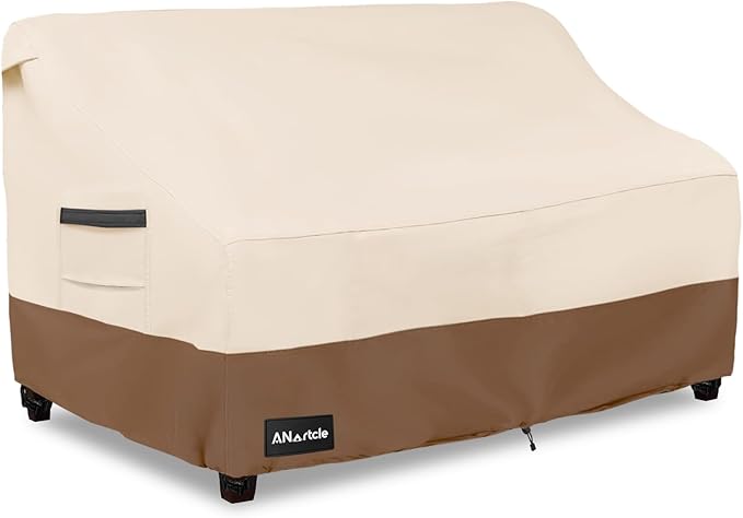 ANartcle 3-Seater Patio Sofa Cover,79W x 37D x 35H Inches Outdoor Couch Cover,100% Waterproof Heavy Duty Patio Sofa Covers,Patio Furniture Covers,Beige&brown