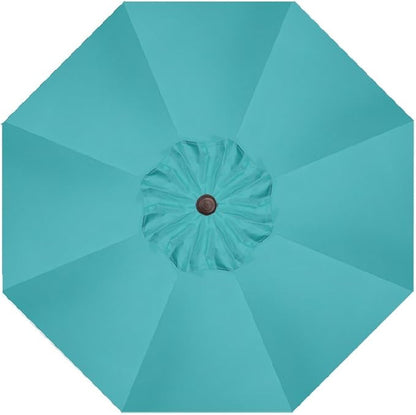 Treasure Garden Deluxe Crank-Tilt 9-FT Octagon Market Umbrella - Outdoor Patio, Deck, Pool, Backyard Stand Alone Umbrella - Heavy Duty w/Bronze Frame & Obravia Fabric (Aqua)