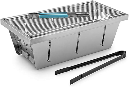 Folding barbecue grill outdoor mini barbecue stove household charcoal skewers single barbecue equipment small field stove 1 second folding portable storage 304 grilling net removable and washable