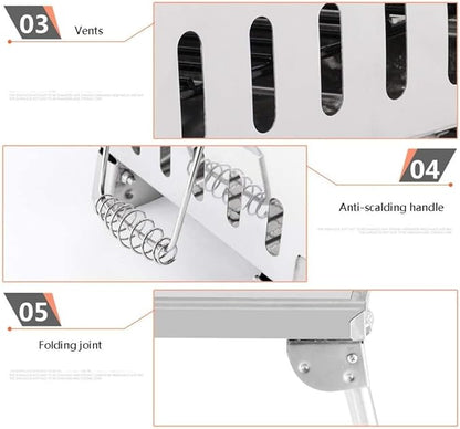 Charcoal Grills BBQ Grill Charcoal Barbecue BBQ Stove Portable Charcoal Grill Heavy Duty Stainless Steel Barbecue Folding Camping Grill Charcoal Grill Cooking