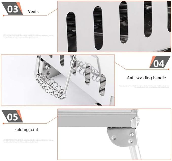 Barbecue Charcoal Grill Charcoal Barbecue BBQ Stove Portable Charcoal Grill Heavy Duty Stainless Steel Barbecue Folding Camping Grill Charcoal BBQ Grill