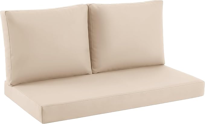 Outdoor Loveseat Cushion Set, 46" x 26" Loveseat Cushions for Outdoor Furniture, Waterproof & Fade-Resistant Patio Furniture Cushions, Deep Seat Cushion for Bench, Swing and Couch, Beige