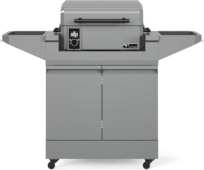 TYTUS Emberwood Outdoor Kitchen Island Grill Cart with Pellet Smoker, 8 lb Hopper, 282 Sq. In. Cooking Space, 4.7 Cu. Ft. Storage, Removable Cutting Boards & Quick Assembly, Rolling Kitchen Island