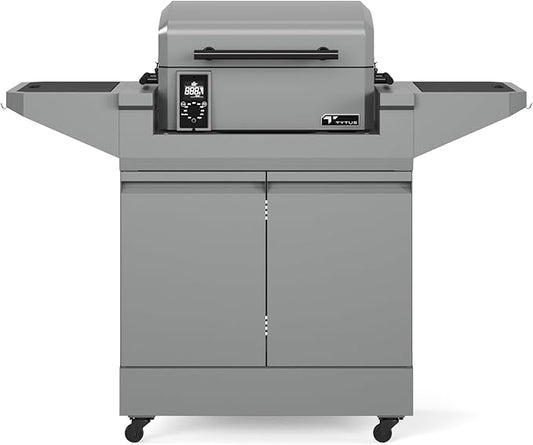 TYTUS Emberwood Outdoor Kitchen Island Grill Cart with Pellet Smoker, 8 lb Hopper, 282 Sq. In. Cooking Space, 4.7 Cu. Ft. Storage, Removable Cutting Boards & Quick Assembly, Rolling Kitchen Island