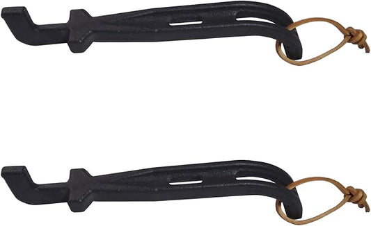 DELSbbq 2 Pack Grill Grate Lifter, Cast Iron Cooking Grid Lifter, Barbecue Universal Grate Lifter Tool for Most Charcoal Grills and Gas Grills, Grate Hook, Grate Handle