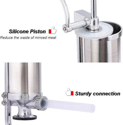 Sausage Stuffer, Stainless Steel Homemade Sausage Maker Vertical Meat Filling Kitchen Machine, Packed 8 Stuffing Tubes (2.5LBS VERTICAL)