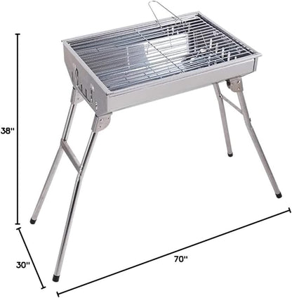 Barbecue Charcoal Grill Stainless Steel Barbecue Grill Outdoor BBQ Stove Charcoal Barbecue Stove Outdoor Camping BBQ Grill Portable Charcoal Grill