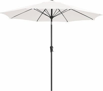 JEAREY 9FT Outdoor Patio Umbrella,Market Table Umbrella with 8 Fiberglass Ribs, Pool Umbrella with Tilt and Crank, UV Protection Lightweight & Wind-Resistant for Lawn, Garden, Deck and Backyard, Cream White