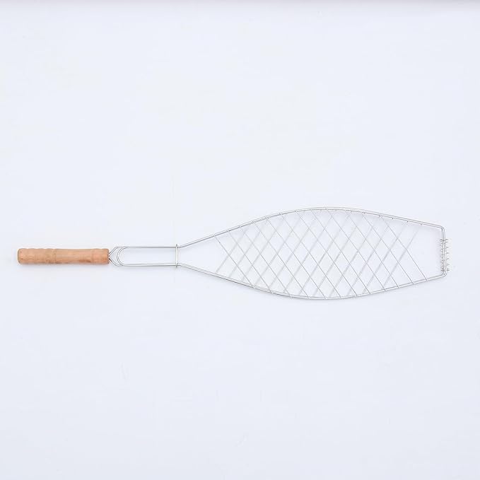 UPKOCH 4 Pcs Grill Basket, Stainless Steel Folding Fish Roasting Rack For Charcoal Grill, Barbecue Clip Net For Meat, Steak, Shrimp, Vegetables, Portable For Camping