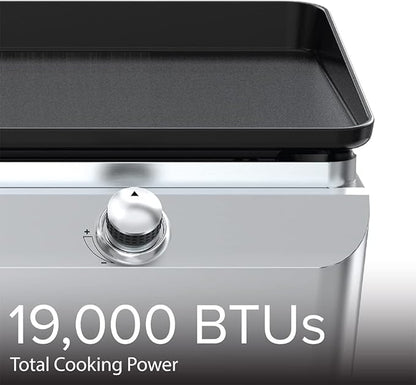 Nexgrill 2-Burner Propane Gas Tabletop Griddle, 19,000 BTUs, 323 SQ In, Stainless Steel Control Panel, Small Portable Propane Griddle for Outdoor Cooking, Camping, BBQs, and More - 820-0061