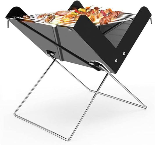 Portable Charcoal Grill X-Shaped Foldable BBQ Stove, Stainless Steel Camping BBQ Grills for Outdoor Barbecue Grill Picnic Backpacking, Compact Charcoal Grills BBQ for 1-3 People,A-1