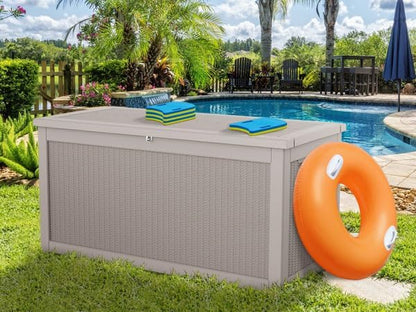 Vixzen 320 Gallon Deck Boxes Outdoor Waterproof, Lockable Storage Box for Patio Cushions Storage Furniture, Garden Tools, Pool Supplies, Weatherproof and UV Resistant (Grey, 320 Gallon)